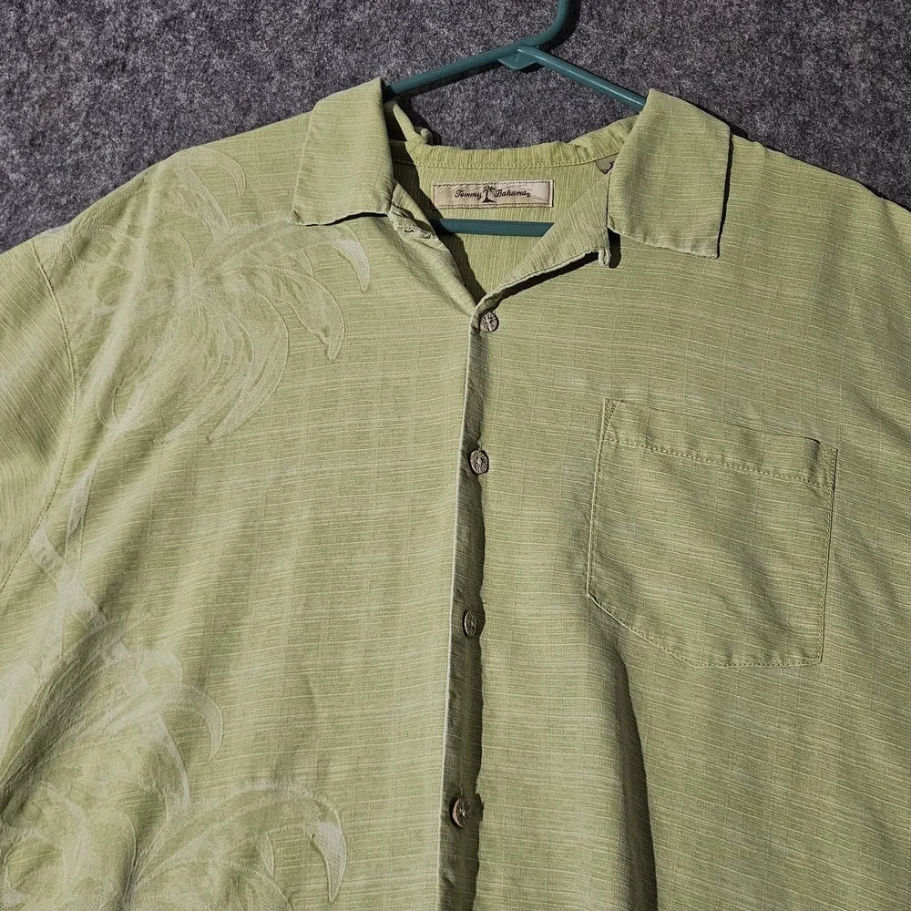 Tommy Bahama Shirt Mens XL Green Floral Palm Tree Silk Button Up Hawaiian Camp - Picture 5 of 9